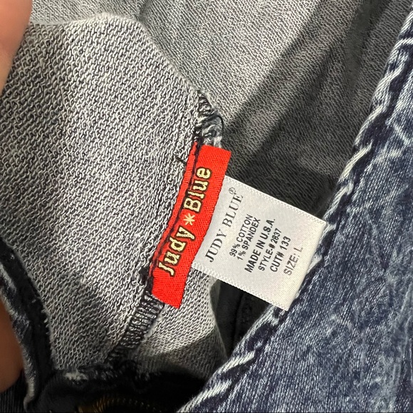 Judy Blue Vintage A-Line Skater Dress In Dark Blue Acid Wash Open Back Size L - Picture 9 of 10